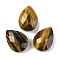 Natural Tiger Eye Cabochons, Teardrop, Faceted, 18x13x6mm