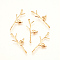 Brass Links connectors, Branch with Bird, Real 18K Gold Plated, 34x13x1.5mm, Hole: 1mm