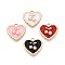 Alloy Enamel Pendants, with ABS Imitation Pearl, Heart with Cherry Charm, Golden, Mixed Color, 17.5x18x4mm, Hole: 1.8mm