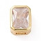 Eco-friendly Brass Micro Pave Clear Cubic Zirconia Beads, Cadmium Free & Lead Free, Long-Lasting Plated, Cuboid, Golden, 9.5x7.5x6.5mm, Hole: 2.5x3.5mm