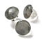 Natural Labradorite Round Adjustable Rings, Lead Free & Cadmium Free, Silver Plated Brass Finger Rings for Women Men, Round: 28mm, Inner Diameter: 18mm