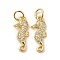 Rack Plating Brass Micro Pave Cubic Zirconia Pendants, Cadmium Free & Lead Free, Long-Lasting Plated, Real 18K Gold Plated, Sea Horse, Real 18K Gold Plated, 17x7x2mm, Hole: 3.2mm