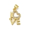 Brass Micro Pave Cubic Zirconia Pendants, Cadmium Free & Lead Free, with Word LOVE Charms, Real 18K Gold Plated, 19.5x13x2mm, Hole: 5x4.5mm