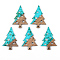 Transparent Resin & Walnut Wood Pendants, with Foil, Christmas Tree with Round, Deep Sky Blue, 40x28x3mm, Hole: 2mm