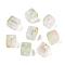 Frosted Glass Beads with Golden Glitter Powder, Two Tone, Cube, Pale Green, 8x8x8mm, Hole: 1.5mm, about: 834pcs/1000g