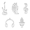 5Pcs 5 Style 304 Stainless Steel Pendants, Stainless Steel Color, Musical Instruments, Guitar & Saxophone & Headset, Mixed Patterns, 23~33.5x11~21.5x1~1.5mm, Hole: 2.5~5.5x3mm, 1pc/style
