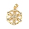 Brass Micro Pave Clear Cubic Zirconia Pendants, Cadmium Free & Nickel Free & Lead Free, Round with Flower, Real 18K Gold Plated, 20.5x16.5x2.5mm, Hole: 4x3.5mm