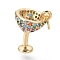 Brass Micro Pave Cubic Zirconia Charms, with Jump Rings, Martini Charms, Cup Charms, Colorful, Golden, 14x10mm, Hole: 3mm