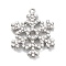 Brass Pendants, Snowflake Charms, with ABS Plastic Pearl, Rack Plating, Long-Lasting Plated, Lead Free & Cadmium Free, Platinum, 27x22x5mm, Hole: 7x4mm