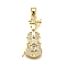 Rack Plating Brass Micro Pave Cubic Zirconia Pendants, Violin, Cadmium Free & Lead Free, Long-Lasting Plated, Real 18K Gold Plated, 30.5x13x3.5mm, Hole: 5x4mm