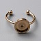 304 Stainless Steel Cuff Ring Components, with 201 Stainless Steel Tray and Beads, Rose Gold, US Size 8 1/4(18.3mm), Tray: 8mm