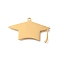 304 Stainless Steel Pendants, Laser Cut, Doctoral Hat Charm, Real 18K Gold Plated, 18x30x1.5mm, Hole: 1.5mm