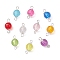 Acrylic Square Cut Round Links Connector Charms, with Silver Color Plated Iron Double Loops, Mixed Color, 16x8x8mm, Hole: 2mm