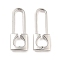 Rack Plating Alloy Pendants, Cadmium Free & Nickel Free & Lead Free, Lock, Platinum, 24.5x9.5x3mm, Hole: 14x4.5mm