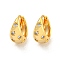 Brass Micro Pave Clear Cubic Zirconia Hoop Earrings for Women, Teardrop, Real 18K Gold Plated, 14x14mm
