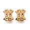 Brass Micro Pave Magenta Cubic Zirconia Beads, Cadmium Free & Nickel Free & Lead Free, Flower, Real 18K Gold Plated, 6x6.5mm, Hole: 1.2mm