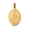 304 Stainless Steel Pendants, Oval with Saint Francis Charm, Religion, Real 18K Gold Plated, 27x18x2mm, Hole: 6x3mm