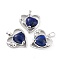 Natural Lapis Lazuli Pendants, with Platinum Tone Brass Findings, Cadmium Free & Lead Free, Heart, Valentine's Day, 28x26x5mm, Hole: 8x5mm