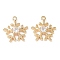 Brass Glass Charms, Christmas Snowflake, Real 18K Gold Plated, 13x12x3mm, Hole: 1mm