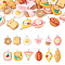 Pandahall 24Pcs 12 Styles Opaque Resin Pendants, Imitation Food, with Platinum Tone Iron Loops, Mixed Shapes, Mixed Color, 24~31x13.5~28x5~11mm, Hole: 2~2.5mm, 2pcs/style