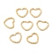 50Pcs Iron Linking Rings, Textured Open Rings, Light Gold, Heart, 12x14x2mm, Inner Diameter: 9x11mm