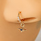 Brass Micro Pave Clear and Blue Cubic Zirconia Dangle Hoop Nose Rings, Golden, Star, Inner Diameter: 8mm
