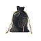 Cotton & Linen Storage Bags, Drawstring Pouches, Packaging Bag, Tree of Life Pattern, Black, 14x10cm