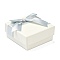 Cardboard Jewelry Set Box, for Jewelry Packaging, with Bowknot Ribbon Outside and Black Sponge Inside, Square, White, 7.5x7.55x3.9cm