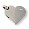 304 Stainless Steel Pendants, with Rhinestone, Rotatable, with Jump Ring, Heart & Oval Charm, Stainless Steel Color, Heart: 19x21x4mm, Oval: 25x12x4mm, Hole: 5mm