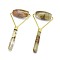 Synthetic Tigerskin Glass Brass Face Massager, Facial Rollers, Golden, 140.5x62.5x25mm