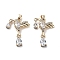Brass with K9 Glass Pendants, Bird with Teardrop Charms, Light Gold, 27x18x4mm, Hole: 4x2.5mm