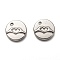 Non-Tarnish 304 Stainless Steel ASL Charms, Flat Round with Finger Heart, Stainless Steel Color, 15x2mm, Hole: 1.8mm