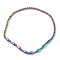 Electroplate Non-Magnetic Synthetic Hematite Beaded Necklaces, with Alloy Magnetic Clasps, Round & Teardrop, Rainbow Color, 18.70 inch(47.5cm)