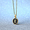 Alloy Black Enamel Flat Round with Letter Pendant Necklaces for Women, Golden, Letter E, 17.72 inch(45cm)
