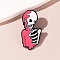 Halloween Theme Enamel Pins, Alloy Lapel Pin Backs for Backpack Clothes, Skeleton, 38x19.5mm