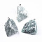 Natural Green Aventurine Pendants, Rough Raw Stone, with 304 Stainless Steel Loops, Nuggets, Stainless Steel Color, 26~45x23~36x7~14mm, Hole: 2mm