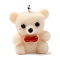 Flocky Resin Pendants, Bear Charms with Platinum Plated Iron Loops, Moccasin, 25x20x13.5mm, Hole: 2mm