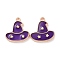 Halloween Theme Alloy Enamel Pendants, with Glitter Powder, Hat Charms, Plum, 20x16mm