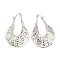 Rack Plating Brass Teardrop Hoop Earrings, Long-Lasting Plated, Lead Free & Cadmium Free, Platinum, 31.5x21mm