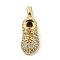 Brass Micro Pave Cubic Zirconia Pendants, Cadmium Free & Nickel Free & Lead Free, Shoes Charms, Real 18K Gold Plated, 21.5x9.5x9mm, Hole: 5x2mm