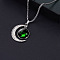 Alloy & Glass Luminous Moon Constellation Pendant Necklaces, Stainless Steel Box Chain Necklaces, Stainless Steel Color, Aries, 23.62 inch(60cm)