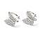 Clear Cubic Zirconia Butterfly Cuff Earrings, Brass Jewelry for Non-pierced Ears, Cadmium Free & Lead Free, Platinum, 10x12x13mm