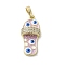 Brass Micro Pave Cubic Zirconia Pendants, with Enamel, Cadmium Free & Nickel Free & Lead Free, Real 18K Gold Plated, Slipper
 with Evil Eye, Lilac, 23x10.5x5mm, Hole: 3.5x5.5mm