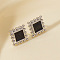 304 Stainless Steel Square Stud Earrings, Silver, 11x11mm