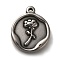304 Stainless Steel Pendants, Antique Silver, Flower Charm, Flat Round, 19x16x3mm, Hole: 1.4mm