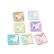 Mocha Effect Square Shape Sew on Rhinestone, K5 Glass Rhinestone, 2-Hole Link, Plated Flat Back, Sewing Craft Decoration, Mixed Color, 14x14x5mm, Hole: 1mm