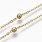304 Stainless Steel Cable Chains, Satellite Chains, with Round Beads, Soldered, Flat Oval, Golden, 2x1.6x0.3mm, about 39.37 inch(1m)/strand