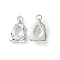 Brass Micro Pave Clear Cubic Zirconia Charms, Cadmium Free & Nickel Free & Lead Free, Irregular Teardrop Charm, Real Platinum Plated, 12.5x8x3.5mm, Hole: 1.2mm