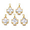 Real 18K Gold Plated Brass Pendants, with Synthetic Turquoise Cabochons, Cadmium Free & Nickel Free & Lead Free, Cross, Turquoise, 15.5x13x2.5mm, Hole: 2.5x5mm