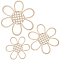 3Pcs Natural Wood Pendants Sets, Undyed, Flower, Antique White, 205~250x185~230x4mm, Hole: 7.5~9mm
